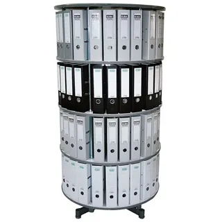 REEF Ordnerdrehsäule hellgrau bis zu 96 Ordner, Etagen einzeln drehbar, H: 158,0 cm