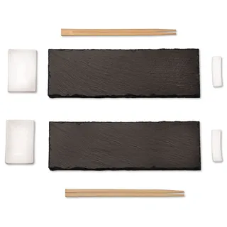 Kesper | Sushi Set, 8 teilig - für 2 Personen, Material: Schiefer, Maße der Platte: 30 x 10 cm | 38142