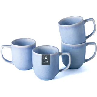 OTTO home Becher "Kaffeebecher Flett, mit Reaktivglasur, 4er Set" spülmaschinenfest und mikrowellengeeignet, 340 ml, blau