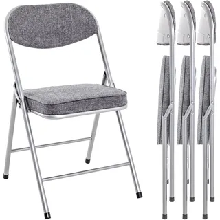 HAKU Klappstuhl 4er-Set alu, grau, Rücken gepolstert, Sitz gepolstert, Stahl - Maße: B 47 x H 79 x T 53 cm, Style: Modern