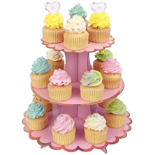 MengH-SHOP Tortenständer 3 Etagen Cupcake Ständer Muffin Ständer aus Karton für Hochzeit Party Geburtstag Baby Duschen Kuchen Dessert Torten Etagere