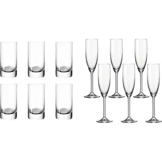 Leonardo Easy+ Schnaps-Gläser, 6er Set, 5 cl, 50 ml, 039615 & Leonardo Daily Sekt-Gläser mit Stiel, spülmaschinenfeste Sekt-Kelche, 6er Set, 200 ml, 063314