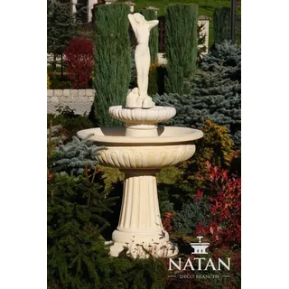 Zierbrunnen Springbrunnen 174cm Skulptur Brunnen Deko Garten Fontaine Teich Neu - Weiß
