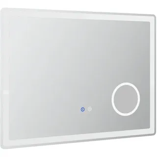 kleankin Led Badezimmerspiegel, mit 3x Vergrößerung, 80 x 60 cm beschlagfrei