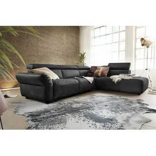 KAWOLA Ecksofa Riso Leder Recamiere rechts schwarz