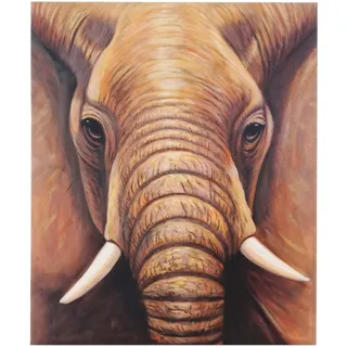 Ölgemälde Nahaufnahme Elefant, 100% handgemaltes Wandbild Gemälde XL, 120x100cm
