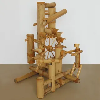 thaiboo Bambus Wasserspiel Asia Wasserfall Zierbrunnen Wassermühle Garten Gartenteich Terrasse Balkon Wasserrad Springbrunnen In- und Outdoor (12039)