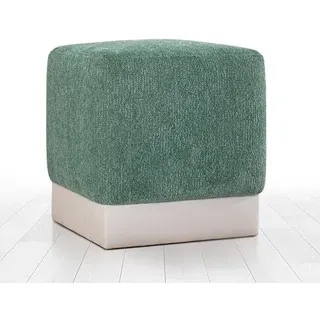 Atelier Del Sofa Stilvoller grüner Pouf, 45 x 45 x 45 cm | 50% Baumwolle & 50% Leinen, 6 cm orthopädischer Schaumstoffkern, Holzbeine | Ideal für Moderne Wohnräume