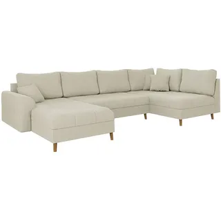 S-Style Möbel Wohnlandschaft Alma Beige Cord - Ottomane Links , Textil , Echtholz, Teilmassiv,Buche, Birke , Füllung: Polyetherschaumkern,Polyetherschaumkern , Eckteil, U-Form, Ottomane links , 310x81x161 cm , Blauer Engel, FSC Mix, Hergestellt in Europa, Oeko-Tex® , Wohnzimmer, Sofas & Couches, Wohnlandschaften, Wohnlandschaften in U-Form
