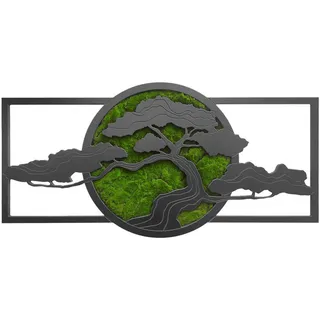 Moosbild , Schwarz, Dunkelgrün , Holz, Metall, Kunststoff , rechteckig , 100x50 cm , Fsc, Made in Eu , 3D-Effekt , Bilder & Rahmen, Moosbilder