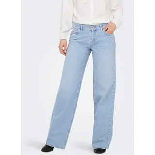 Low-rise-Jeans ONLY "ONLBRENDA LOW WIDE DNM CRO045", Damen, Gr. XS, Länge 32, light blau bleached denim, Denim/Jeans, Obermaterial: 100% Baumwolle, unifarben, lang, Jeans Low-rise-Jeans, Baumwolle, low waist, wide fit