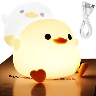 Led Nachtlicht Kinder, Stilllicht Dimmbar USB Wiederaufladbares, Ente Nachttischlampe Mit 20mins Timer, Baby Lampe Für Kinderzimmer Schlafzimmer Deko - Weiß