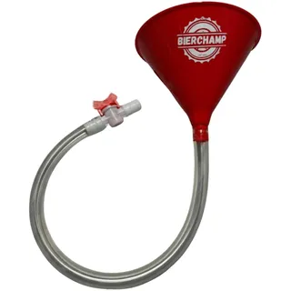 Bierchamp© Biertrichter - Partytrichter - Trichter mit Ventil - Trinktrichter - Biersturz - Trinkspiel (Trichter Rot)