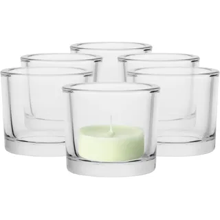 Trend For Home Kerzenhalter Set Teelichthalter Glas Teelichtgläser, Set von 6, Tischdeko Hochzeit Kerzengläser Teelichtglas Behälter Teelichtglas, Collection Luna, 9x9x8 cm, Transparent