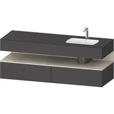 Duravit Qatego Einbauwaschtisch mit Konsolenwaschtischunterbau, 1600x550x600mm, Nische Taupe Matt, Becken rechts, QA4796091, Farbe: Graphit Matt/mit Nischenbeleuchtung