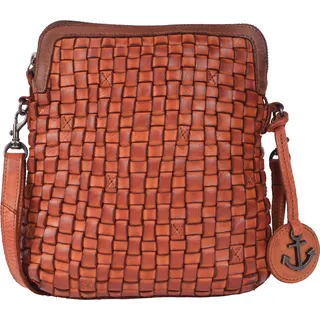 Handtasche HARBOUR 2ND "Ida-UP", Damen, Gr. B/H/T: 20cm x 24cm x 4cm, braun (cognac), Rindsleder, Taschen Handtasche, Damen Umhängetasche, Schultertasche mit modischem Flechtmuster