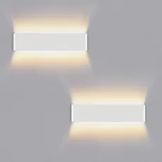 Lureshine 2 Stücke Wandleuchte Innen Auf und ab 16W 40cm Wandlampe Dekoration/Moderne Wandleuchte Aluminium Warmweiß 3000k Wandleuchten für Zimmer|Lernen|Treppe|Gang(Weiß)