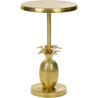 Beliani Beistelltisch gold Aluminium rund 29 cm mit Säulenfuß Ananas-Design Modern Hollywood-Stil Einbeinig Wohnzimmer, Ausstattung Möbel Blumenständer - Gold