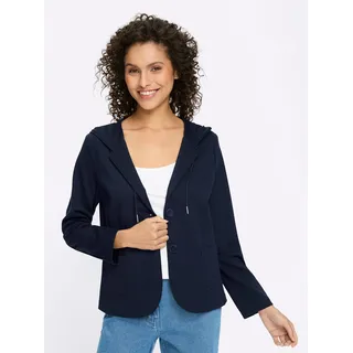 Sweatblazer HEINE "Sweatblazer", Damen, Gr. 36, blau (marine), 76% Polyester, 20% Viskose, 4% Elasthan, Blazer Sweatblazer