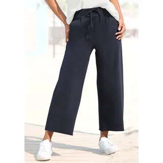 Sweathose ELBSAND "Neah", Damen, Gr. L (40), N-Gr, blau (marine), Sweatware, Obermaterial: 95% Baumwolle, 5% Elasthan, unifarben, figurumspielend 7/8-Länge, Hosen Sweathose, in 7/8 Länge, Culotte aus weicher Sweatware mit Kordelzug, causal, Topseller
