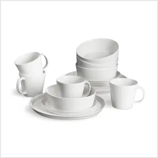 SPRINGLANE Geschirrset 16-tlg. Sweet Scandi, Weißes Geschirrservice für 4 Personen aus New Bone Keramik, skandinavisches Design, matt - Weiß