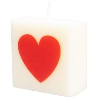 PD-Party 7040042 Geburtstag Dekorativ Wachs Scrabble Kerze | Wax Candle - Herz (Rot), Cremefarben/Rot, 4cm Länge x 4cm Breite x 2cm Höhe