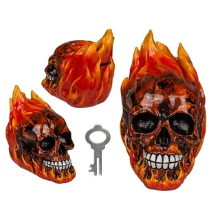 Out of the Blue Totenkopf mit Feuer Spardose 16 cm