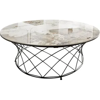 DeLife Couchtisch Lassina Weiß-Beige Metall 100 x 100 x 35 cm