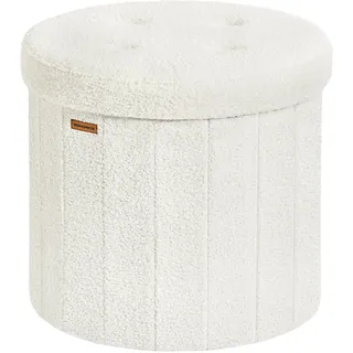 Songmics Runder Sitzhocker mit Stauraum Teddy-Fleece 65 L Faltbar
