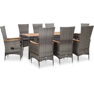 vidaXL Garten-Essgruppe 9-tlg. Grau