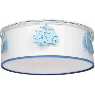 Deckenleuchte Milagro AUTOMOBILE 2xE27 weiß blau – Kinderzimmerlampe - Weiß