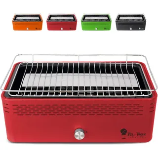 Rauchfreier Holzkohlegrill Tischgrill BBQ mit Ventilator Merapi - Rot - Rot