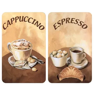 WENKO Herdabdeckplatte Universal Mod. Kaffee, höhenverstellbar für alle Herdarten, Schneidebrett und Spritzschutz, Glas, 30 x 52 cm, 2-teilig