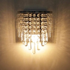 KAWELL Modern K9 Kristall Wandleuchte LED Innen Kristall LED Wandlampe Chrom-Finish Edelstahl Wandbeleuchtung E14 Lampensockel für Schlafzimmer Wohnzimmer Esszimmer Flur Treppe Mädchenzimmer