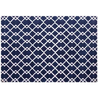 Beliani Kurzflor-Teppich Serres 200/140 cm , Blau , Kunststoff , Grafikmuster , Rechteckig , 140x200 cm , Teppiche und Böden, Teppiche, Orientteppiche