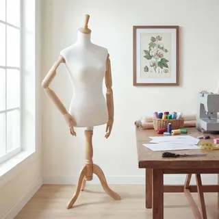 Schneiderpuppe HWC-Q23, mit Armen/Händen beweglich Schaufensterpuppe Torso weiblich, Kunststoff Holz
