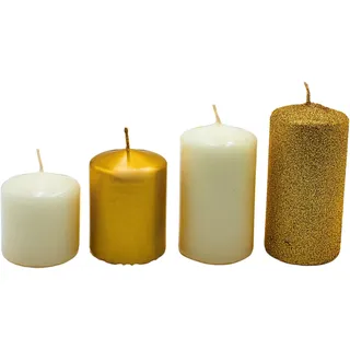 Dekohelden24 Adventskerzen 4 St. gold-weiß