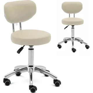 ASCONA Kosmetikdrehstuhl mit Rückenlehne auf Rollen 46-60 cm - dunkelbeige - Beige