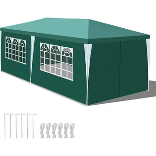 Jiubiaz Pavillon Camping Hochzeit Partyzelt Gartenpavillon Festzelt PE Plane 3x6m Grün - Grün