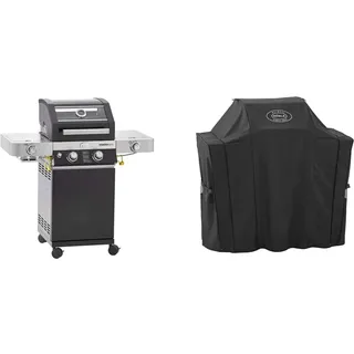 Rösle 25533 Gasgrill BBQ-Station VIDERO G2-S Schwarz, Grill mit 2 Edelstahlbrennern & Abdeckhaube BBQ-Station VIDERO G2/G2-S, Hochwertige Schützhülle aus 100% Polyester mit PU-Beschichtung