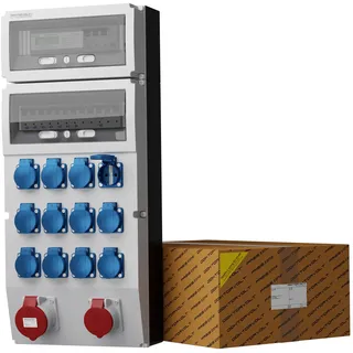 Stromverteiler eXT-S/FI 32A 16A 12x230V + 3Phasige Stromzähler Doktorvolt® DV-0762-D