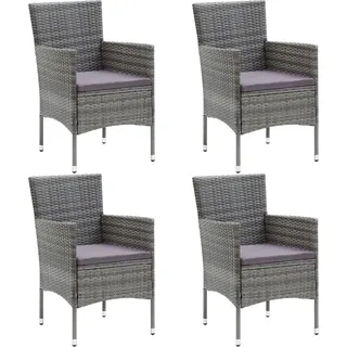 The Living Store Garten-Essstühle 4 Stk. Poly Rattan Grau - Grau