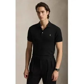 Polo Ralph Lauren für Herren. 710685514002 Slim Fit Poloshirt mit weichem Griff schwarz (XS), Lässig, Baumwolle, Kurzarm