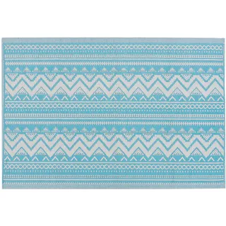 Beliani Outdoor-Teppich, Blau, Kunststoff, Grafikmuster, Rechteckig Kurzflor Gartenaccessoires Terrasse Balkon