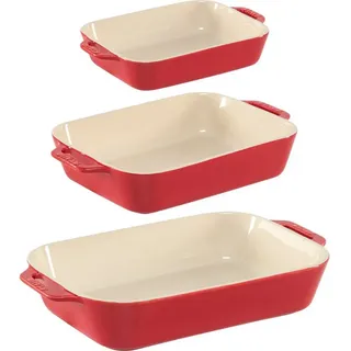 Staub Ceramique Ofenformenset 3-tlg, rechteckig, Kirsch-Rot, Keramik