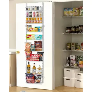 Vevor Vorratsschrank Speisekammer-Organizer Aufbewahrung über der Tür, 9-stufige Gewürzregale zum Aufhängen aus Stahl, verstellbare Lagerregale für die Wand, für Zuhause Küche Badezimmer, Weiß