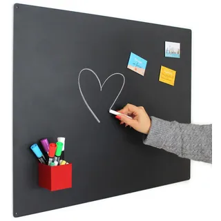 KalaMitica Magnettafel Schwarz - Kreidetafel Magnetisch, Magnetpinnwand für jede Art von Magneten - Anthrazit - 74x57 cm