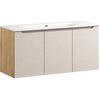 Badezimmerset 120 cm mit SKY-Waschbecken und Unterschrank für das Waschbecken - Beige