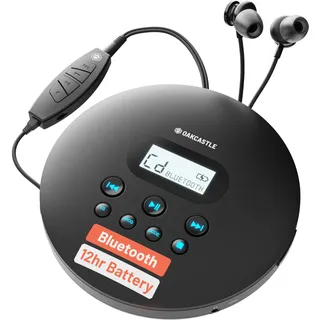 Oakcastle CD100 CD Player Tragbar, Discman Inline-Kontrollkopförer | CD Spieler Tragbar, Wiederaufladbar 12 Studen Akkulaufzeit, Bluetooth, 5.3, Anti Skip, Bass Boost, AUX Auto Kompatible