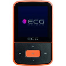ECG PMP 30 8GB Black&Orange MP3/MP4-Player – Speicher 8 GB; 30 Vorwahlen für FM-Sender; MP3 von der Micro SD-Karte; Diktiergerät; Sportclip; Tastensperre; USB 2.0; In-Ear-Kopfhörer der Prämienreihe